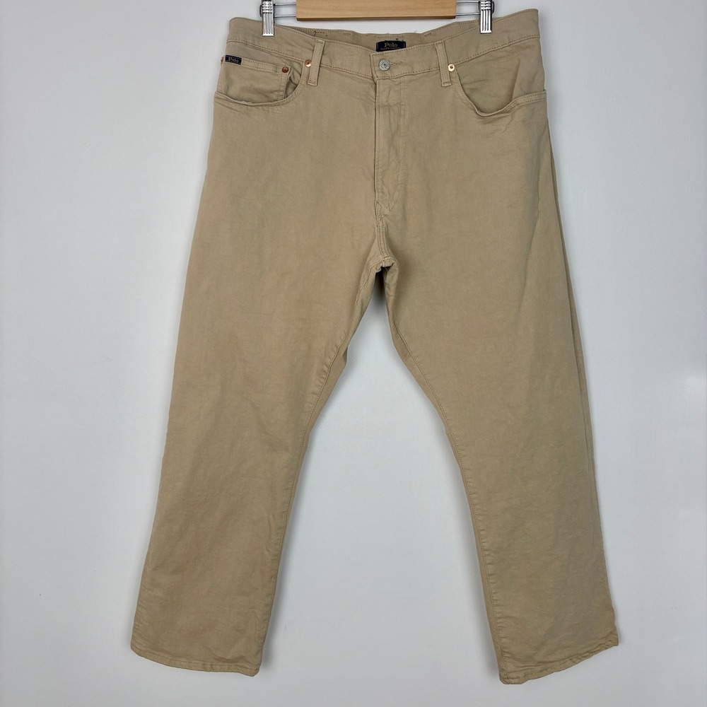 Polo‎ Ralph Lauren Mens Hampton Relaxed Straight Jeans 40x30 (36x28) Tan Preppy